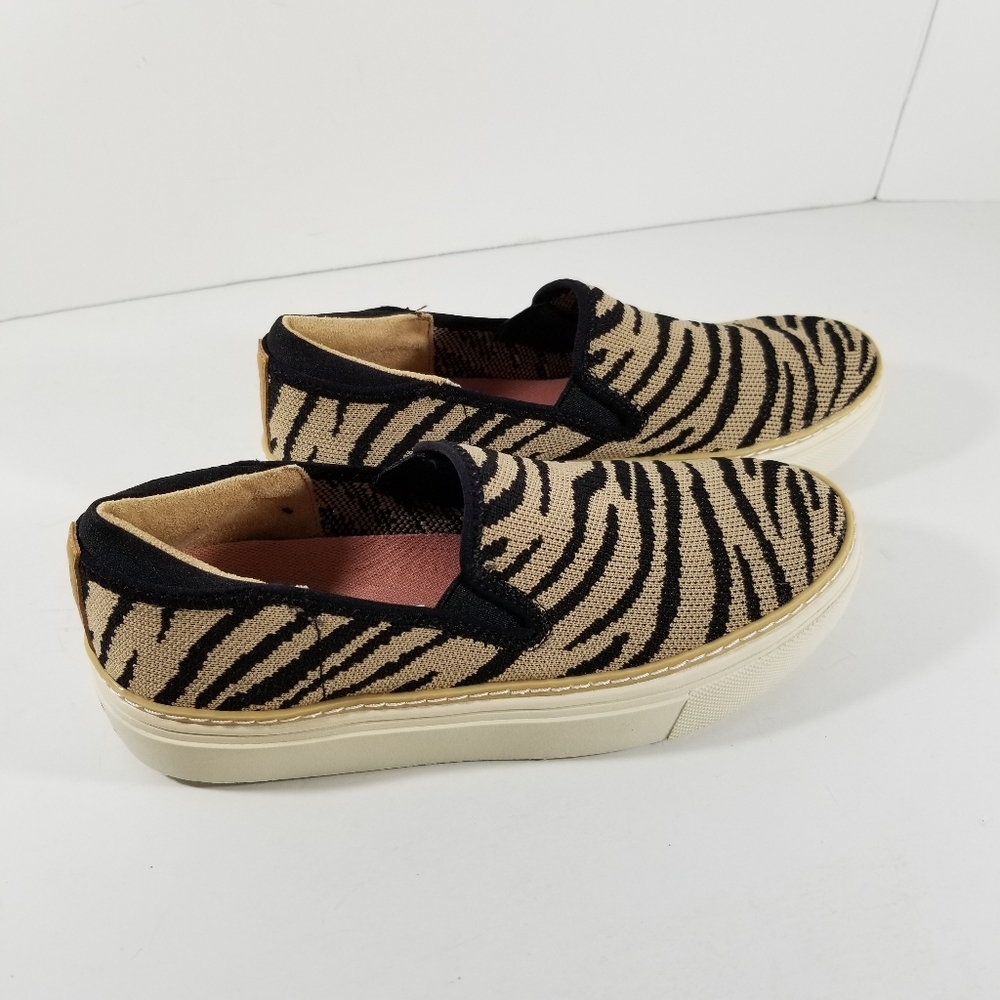 Dr Scholls Sneakers Women's 6.5M Tan Black Zebra No Bad Knit Comfort Shoes